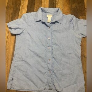 Liz Claiborne Sky Blue Linen  Button-Up Shirt
